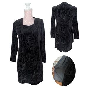 Vintage 90s "Champagne and Caviar" back sparkle mono cocktail Dress with cape SM